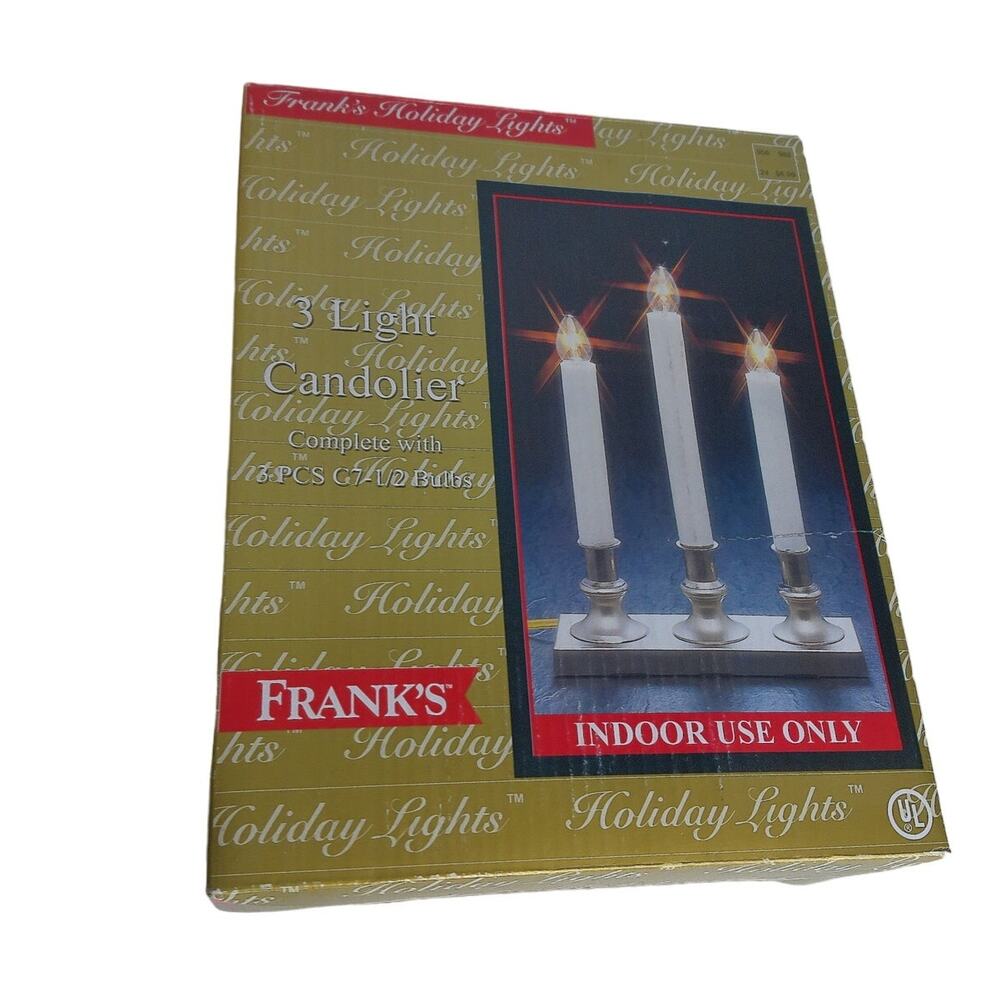 Vintage Frank's Holiday Lights 3-Lite Electric Christmas Window Candolier